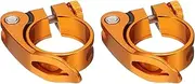 uxcell 2pcs Bike Seat Post Clamp 31.8mm Bicycle Clamp Aluminum Alloy Bike Quick Release Seat Post Collar for Diameter 27.2 to 28.6mm Bicycle Mountain Bike Road Bike Seat Post Tube, Gold