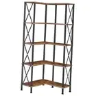 Corner Bookshelf, 5-Tier L-Shaped Bookcase, Industrial Open Display Shelf