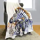 Zebras Blanket White Animal Art Fleece Blanket Soft Fuzzy Plush Throw Blanket...