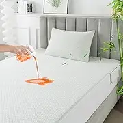 RICHAIR Mattress Protector 90 x 190 cm, Bamboo Mattress Topper Waterproof with a Pillow Case, Stretchy up to 30 cm Deep, Ultra Soft Breathable Mattress Topper with All-Round Elastic Band