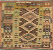 Vintage Hand Woven Carpet 2'11" x 6'5" Traditional Wool Kilim Rug