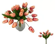 Three Bunches Nine Heads Tulip Bunch Coral Artificial Flower