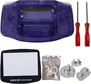 eJiasu Full Parts Replacement Housing Shell Repair Part Case Cover for Nintendo Gameboy Advance GBA (1PC GBA Shell Transparent Purple with Lens and Screwdriver)