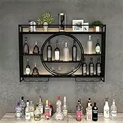 Wall Mounted Wine Rack with Wine Glass Rack Black Home Bar Unit with Shelves for Cupboard 80cm Unique Display & Drinks Cabinet 100 * 15 Size