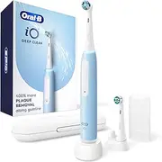 Oral-B iO Deep Clean Rechargeable Electric Powered Toothbrush, Icy Blue with iO Series 3 Limited, 2 Brush Heads and Travel Case - Pressure Sensor to Protect Gums - 3 Cleaning Settings - 2 Minute Timer