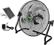 Solar Battery Operated Fan,16 Inch Portable Solar Powered Fan,Rechargeable Floor Fan, Quiet Operation For Camping, Greenhouse, Home, Outdoor, And Summer Use(Black)