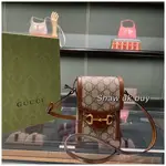 二手正品GUCCI 古馳 新款 1955 手機包 GG 馬銜扣 經典老花 豎版 小包 迷你 手袋 斜跨包 手提包