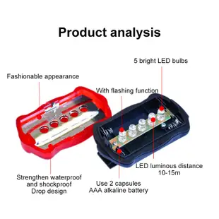 Mini LED自行車前燈及一套尾燈IPX4防水安全警示自行車燈適用於山地車座管頭盔背包燈(不含電源)dermacos.