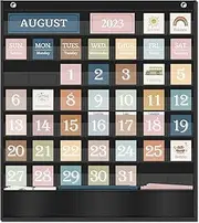 Godery Boho Calendar Pocket Chart for Classroom Cards Add-On School Supplies Teacher Decorations Bulletin Board Pre-K to 6th Grade, Black-1