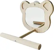 Mirror Perch,Wooden Parakeet Stand Play Toys - Interactive Toys Cages Accessories for Parrot Parakeets Budgies Cockatiels Conures Lovebird Finch Canaries