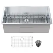 Kitchen Sink, 304 Stainless Steel Drop-In Sinks, Undermount Single Bowl Basin with Accessories(Pack of 3), Household Dishwasher Sinks for Workstation, RV, Prep Kitchen, and Bar Sink, 32