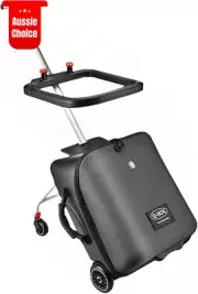 Kids' Ride-On Luggage 20 Inch Foldable Spinner Wheels Trolley Stroller Black