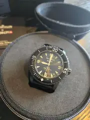 Swatch X Custom Blancpain Ocean Of Storms Fifty Fathoms Black + wrist band