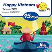 Happy Vietnam 15 Days Unlimited Data Travel Sim Card | No Daily Limit | 8GB of 4G LTE High-Speed Data Then 128kbps | Easy Activation | No Registration