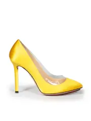 Yellow Satin & PVC Pumps