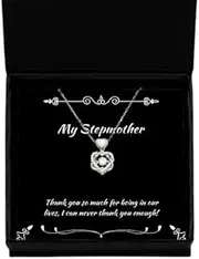 Brilliant Stepmother Gifts, Thank you so much for being,!, Stepmother Heart Knot Silver Necklace From Daughter, Gifts For Mother, Cool stepmothers, Cool stepmother gifts, Best stepmother gifts, Great, Sterling Silver, Cubic Zirconia