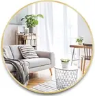 Round Wall Mirror 36 Inch Gold Circle for Wall Decorative Brushed Metal Frame