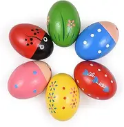 Daseeme 6 Pack Wooden Shake Egg Egg Percussion Instrument Interesting Music Shake Eggs for Party Musical Egg Basket Stuffers Fillers Musical Instrument