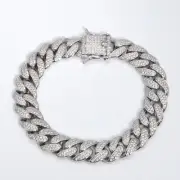 Moissanite Cuban Link Bracelet Solid Sterling Silver 925 All Sizes