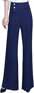[Fanteecy] Women's 2024 Trendy Wide Leg Pants Dressy Office Elastic Waist Palazzo Pants Loose Flowy Casual Pants