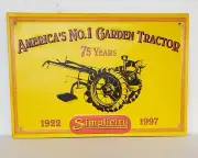 Vintage Simplicity Garden Tractor Sign 1922-1997 75 years yellow John Deere