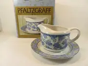 Pfaltzgraff Blue Isle Grape Leaves Gravy Boat 16oz Underplate 7 7/8 inch NIB