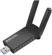 USB WiFi Adapter,1300Mbps Wireless Network Adapter,Dual Band 5GHz/2GHz,802.11AC,Two 5dBi High-Gain Antennas,Support Desktop Laptop PC,Compatible with Windows11/10/8.1/8/7/XP/Vista,Mac10.9-10.15,Black