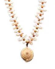 Aqua Shell & Cultured Freshwater Pearl Pendant Necklace in Gold Tone, 14-17 - Exclusive