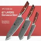 Chef Utility Santoku Knife Set 67 Layers Damascus Steel Full Tang Wood Handle L