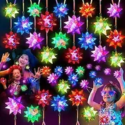 HONLYNE 70 PCS Flashing Crystal Star Glow Necklaces Bulk Light up Party Favors, LED Glow in The Dark for Kids Adults Birthday Glow Party Rave Halloween Goodie Bags Filler