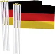 Germany Handheld Small Flag Set,10 PCS 5×8 Inch Mini German Hand Held Banner,Tiny Digital Printed Polyester Banner