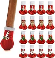 16PCS Christmas Chair Socks, High Elastic Furniture Socks Fit Girth from 1.55" to 11.75" Non-Slip Chair Feet Socks, Vertical Knitted Furniture Pads Furniture Caps Set(Red)
