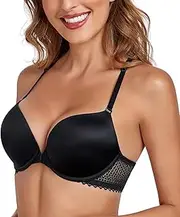 [Lemorosy] Women's Front Closure Push Up Bra Large Sizes Bra with Underwire Padded Bohemian Back Multiway Straps