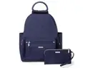 BAGGALLINI Al Day AntiTheft RFID protection nylon backpack + wristlet NAVY 2 PC