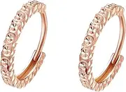 18K Rose Gold Hoop Earrings Huggie Real Rose Gold Endless Round Big Thin Small Lightweight for Women Men Hypoallergenic ZHOU LIU FU