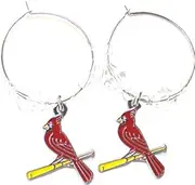 MLB Licensed Clear Bead Hoop Dangle Earrings (St. Louis Cardinals), Stainless Steel Zinc