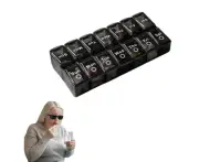 14 Slot 7Day Pill Box Dispenser Medicine AM/PM Pill Box Weekly-Black