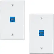Hepzest 2-Pack 1 Port Ethernet Wall Plate, RJ45 Cat6 Female to Female Jack Inline Coupler Face Plates, 1-Port