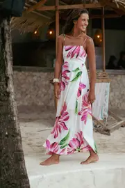 [PUP118] Verity Maxi Dress - Pink Floral XS hot pink