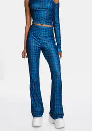 [Another Girl] Gene Wavy Check Flared Pants