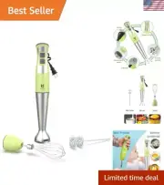 300-Watt Powerful Immersion Hand Blender with Detachable Milk Frother - Green