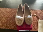 Tory Burch Minnie Travel Logo Ballet Flats in Meadowsweet ,Size 9, BNIB,MSRP$248