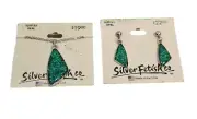 SET of Vintage SILVER FETISH Co. Green AURORA OPAL Pendant+Earrings NWT!!!