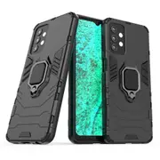 For Samsung Galaxy A32 5G Plastic Shockproof Protective Case, Magnetic Ring Holder, Black