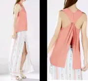 NEW BCBG MAXAZRIA JENINA ASYMMETRICAL HEM RACE BACK TWISTED OPEN BACK TOP SZ L