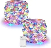 2 Pack Fairy LED String Light Battery Operated, 10M/100LED Colorful 3XAA Battery Case, Indoor Outdoor String Lights for Xmas Tree,Wedding, Halloween, Party, Garden Decoration(Battery not Included)