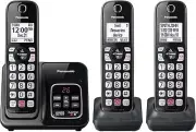 Panasonic+Cordless+Phone+Contrast+Display,+Expandable+System+with+3+Handsets