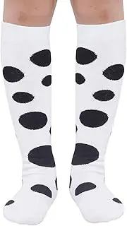 [Dxhycc] Kids Knee High Socks Girls Polka Dots Socks Toddler Knee Socks Costume Accessories for Halloween Cosplay Party, White and Black, One Size