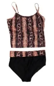 1626 Ladies Sahara Tankini 2 Piece Set Swimwear sizes 18 20 24 26 Brown Print