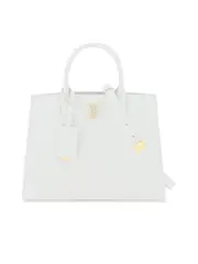 Burberry Structured Grained Leather Handbag with Snap-Button Closure and Detachable Shoulder Strap